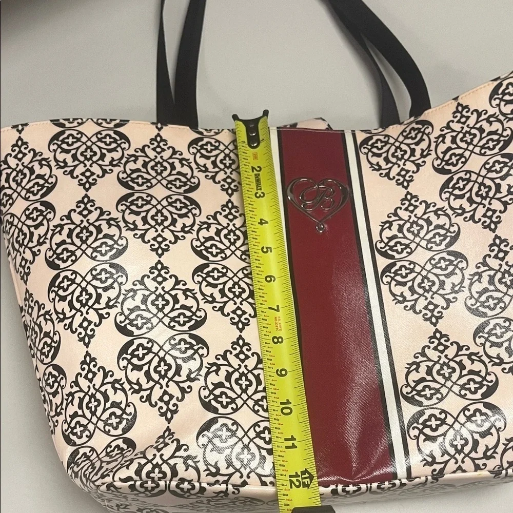 Brighton Cream and Burgundy Patterned Large Tote